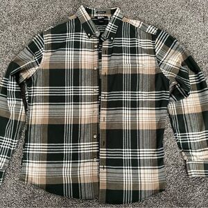 Men's Eddie Bauer - Green/Tan Flannel Button Down - Size Large